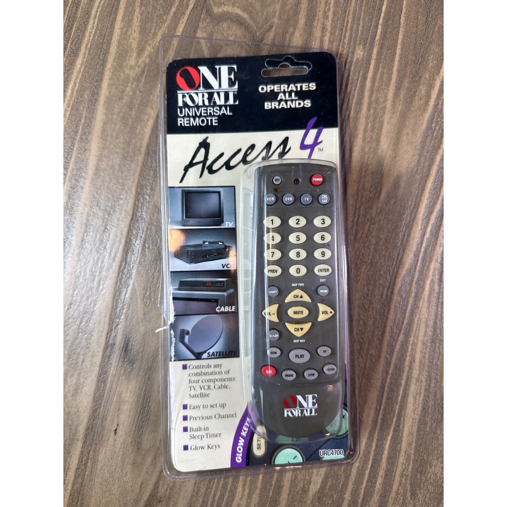 VTG One For All Access 4 Universal Remote URC-4700 Grey Glow Keys TV‎ VCR Tested